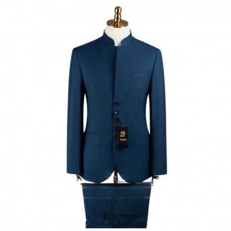 Costume Bleu Col Mao - Style Dakarois - CTM365