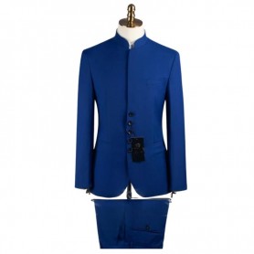 Costume Bleu Royal Col Mao - CTM366