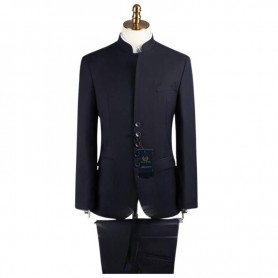 Costume Col Mao Bleu Marine - CTM368