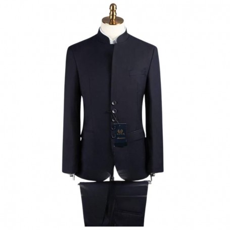 Costume Col Mao Bleu Marine - CTM368