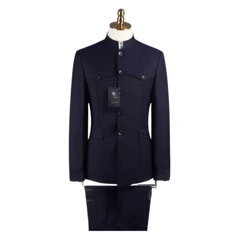 Costume Col Mao Bleu Élégance Nova Dakar