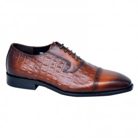 Oxford Cuir Marron Motif Crocodile - Distinct - 40 à 48 - CDV1624