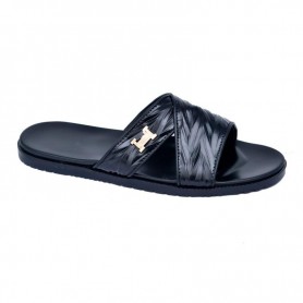 Sandales Noires Matelassées Chic Homme - SDL1913