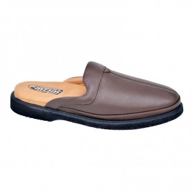 Babouche Homme Cuir Marron Taupe Confort - SDL1956