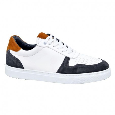 Baskets en cuir blanc et gris pour hommes - Élégance décontractée - SNK326
