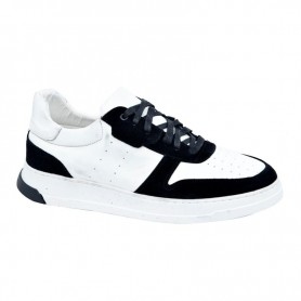 Baskets en cuir blanc et noir pour hommes - Style urbain - SNK328