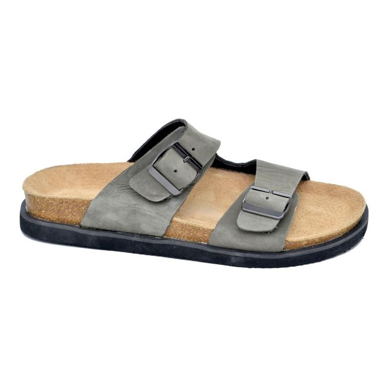 Sandale cuir homme marron cognac confortable réglable semelle liège