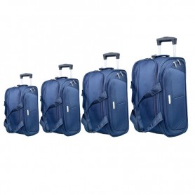 Ensemble sac de voyage robuste bleu avec roulettes - VLS358