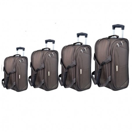 Ensemble sac de voyage robuste marron avec roulettes - VLS360