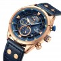 Montre homme - cuir véritable  - sportive vintage - NF8045 - Bleu
