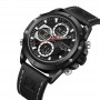 Montre en cuir - Quartz analogique - LCD numérique - NF9225 - Black
