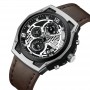 Montre en cuir - Chronographe à quartz - NF8051L - Marron Silver