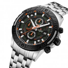 Montre Chronographe à quartz pour homme - Naviforce NF9227 Silver Green