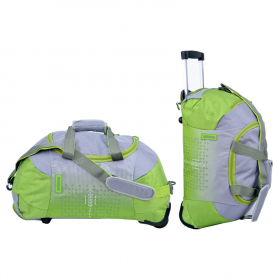 Sac de voyage à roulettes vert et gris stylé - VLS366
