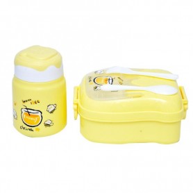 Set lunchbox et gourde jaune pour enfant ludique - GDE445