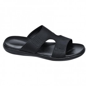 Sandale en cuir noir double bride confortable - SDL2039