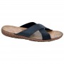 Sandale noire en cuir à bride croisée confortable - SDL2051