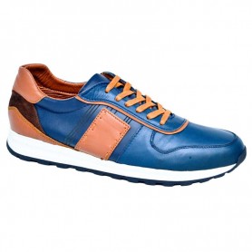 Sneakers homme bleu marine et marron tendance - SNK379