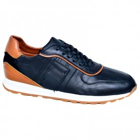 Sneakers homme noir et marron, style urbain - SNK380
