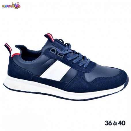 Baskets Enfant Bleu Marine et Blanc - Sportif et Élégant - ENF551
