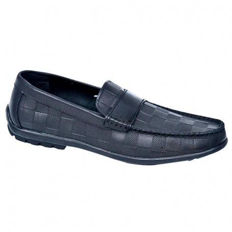 Mocassins Homme Noir Carreaux - Élégance Moderne - MOC550
