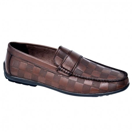 Mocassins Homme Marron Carreaux - Style Chic et Confort - MOC560