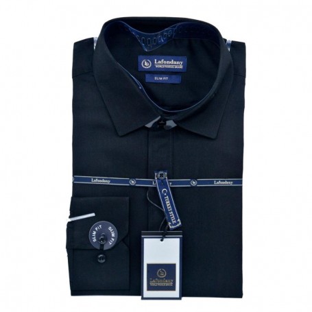 Chemise homme noire slim fit élégante et polyvalente - CHM1002