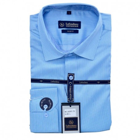 Chemise homme rayée bleu clair slim fit élégante - CHM1010
