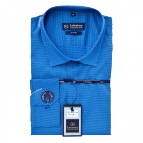 Chemise homme à carreaux bleue slim fit chic et moderne - CHM1014