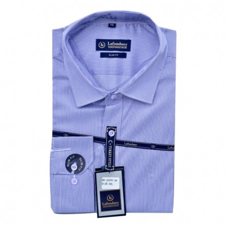 Chemise homme rayée bleue slim fit chic et professionnelle - CHM1021