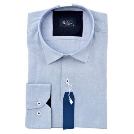 Chemise homme slim fit bleu clair à micro motifs – Style moderne – CHM1029