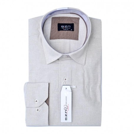 Chemise homme slim fit beige – Élégance décontractée – CHM1038