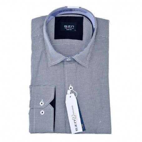 Chemise homme slim fit noir et blanc à petits carreaux – Élégance – CHM1039