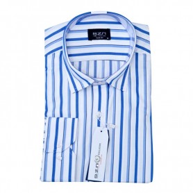 Chemise homme slim fit à rayures blanches et bleues – Élégance – CHM1040
