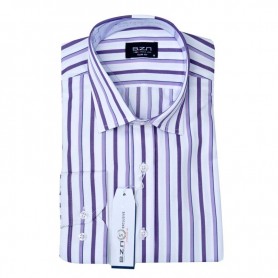 Chemise homme slim fit rayée violette et blanche – Style unique – CHM1048