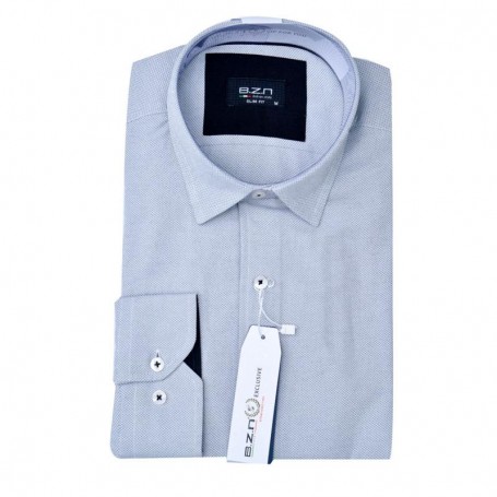 Chemise homme slim fit gris clair à micro motifs – Élégance moderne – CHM1049