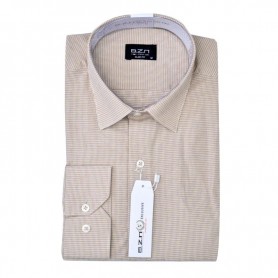 Chemise homme slim fit beige à petits carreaux – Chic décontracté – CHM1050