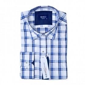 Chemise homme slim fit à carreaux bleu et blanc – Casual chic – CHM1052