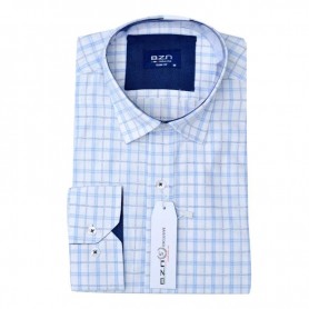 Chemise homme slim fit à carreaux bleu clair et blanc – Élégance casual – CHM1054