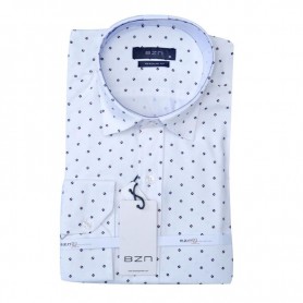 Chemise homme regular fit blanche à motifs – Style chic – CHM1061
