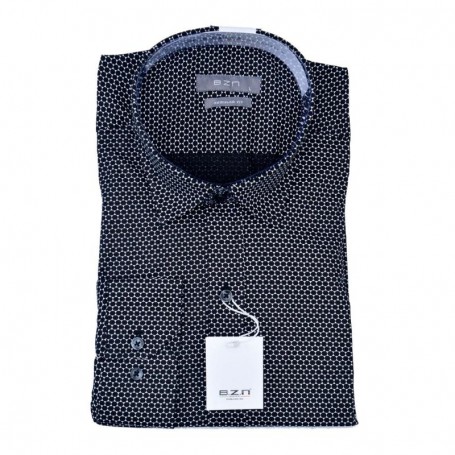 Chemise homme noire motifs géométriques – CHM1064