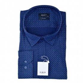 Chemise homme bleu marine motifs manches longues – CHM1068