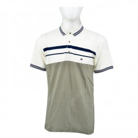 Polo homme blanc et gris bandes bleues M à 3XL - TSH807