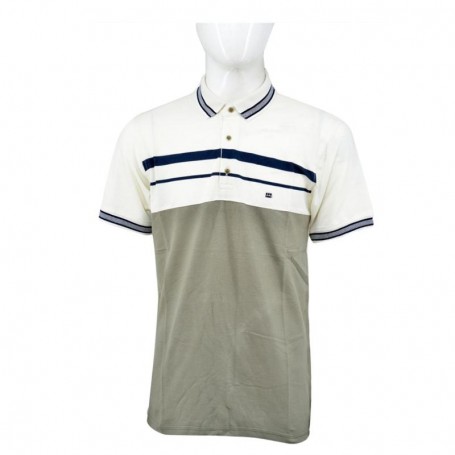 Polo homme blanc et gris bandes bleues M à 3XL - TSH807