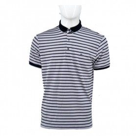 Polo homme rayé blanc et noir col contrasté M à 3XL - TSH812