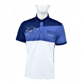 Polo homme bleu et blanc avec motif graphique M à 3XL - TSH813