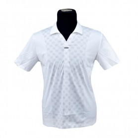 Polo homme blanc motif à carreaux M à 3XL - TSH820