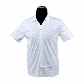 Polo homme blanc motif losanges discrets M à 3XL - TSH822
