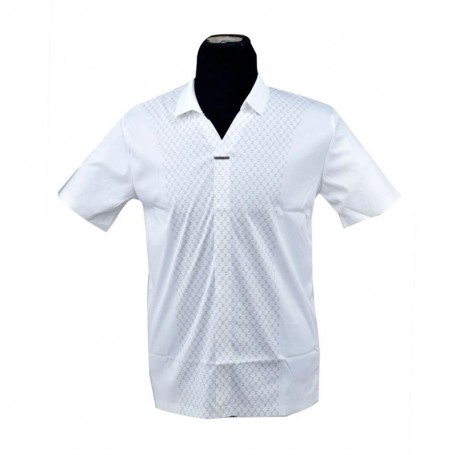 Polo homme blanc motif losanges discrets M à 3XL - TSH822