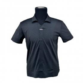 Polo homme noir motif à losanges M à 3XL - TSH824